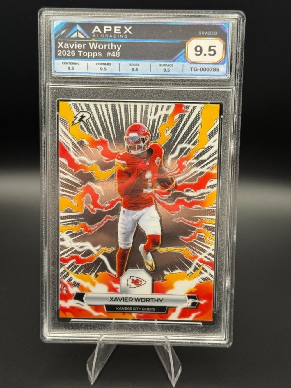 2026 Topps #48 Xavier Worthy Kansas City Chiefs APEX AI Graded 9.5
